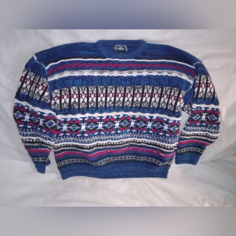 Vintage Mache Colorful Southwestern Design Sweater Size XL